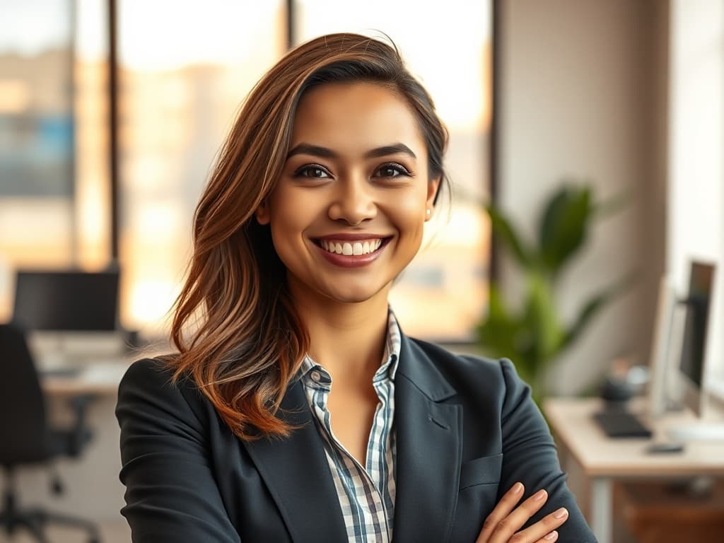 Confident local business owner in a modern professional office